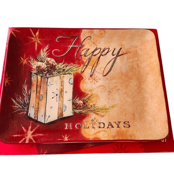 Certified International Happy Holidays Rectangle Serving Platter 12 " × 16" - Picture 1 of 7